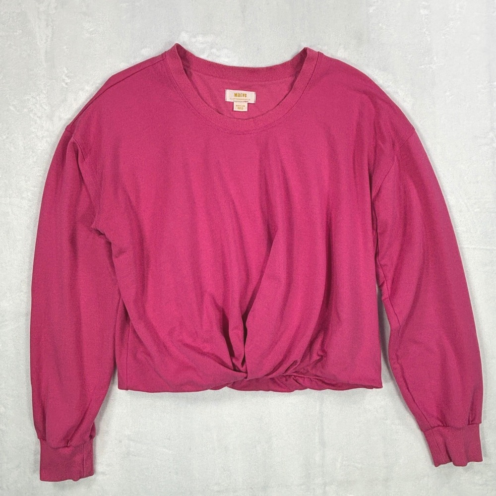 Maeve Anthropologie Magenta Pink Twist Front Boxy Long Sleeve Top Medium